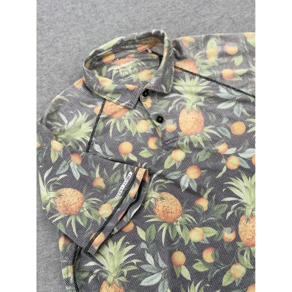 Tommy Bahama IslandZone Mens Large Gray Pineapple Fruit Mesh Polo Shirt L